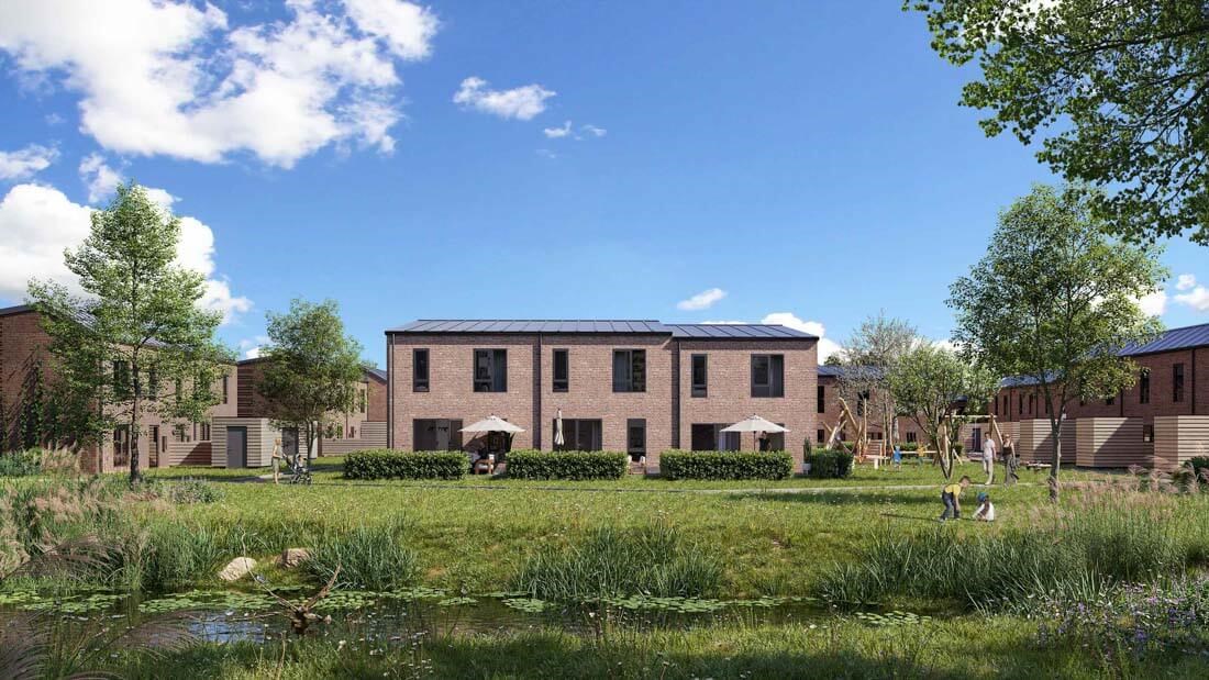 Elmehusene set udefra